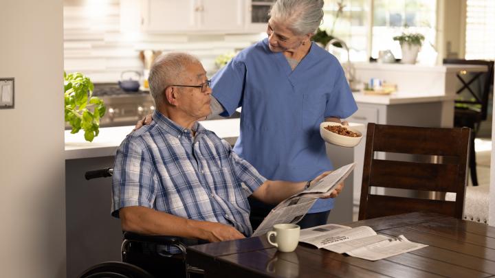 Home Health Aid with Patient Inside