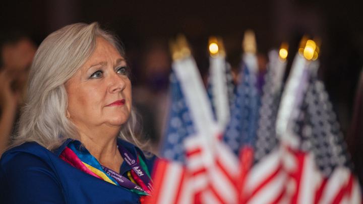 Advocate with Flags